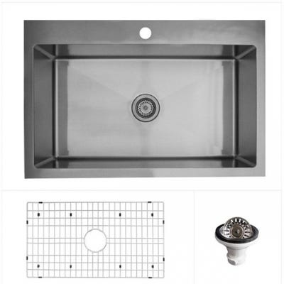Karran EL-33-PK1 Karran 33" Top Mount Single Bowl Stainless Steel Kitchen Sink Kit